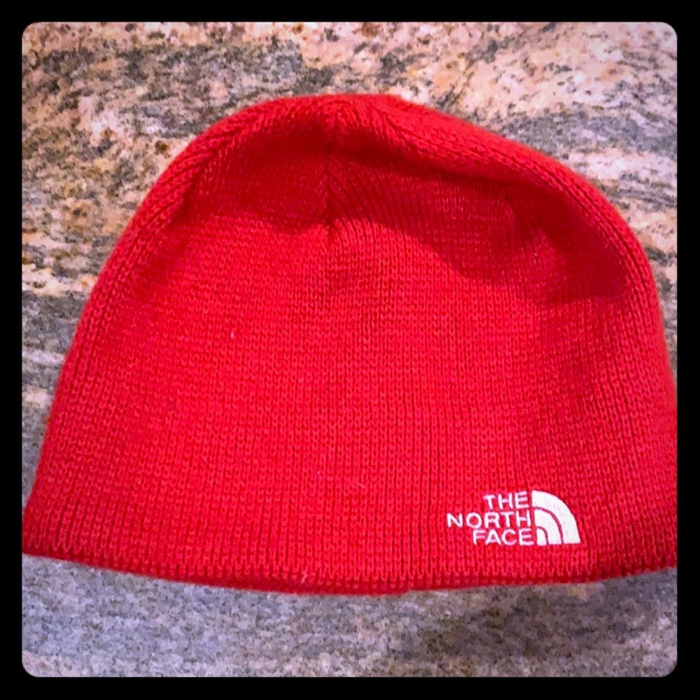 Red NorthFace beanie